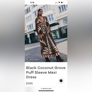 XL - NWT Black Coconut Grove Puff-Sleeve Maxi-Dress | FARM Rio 💚💛🧡